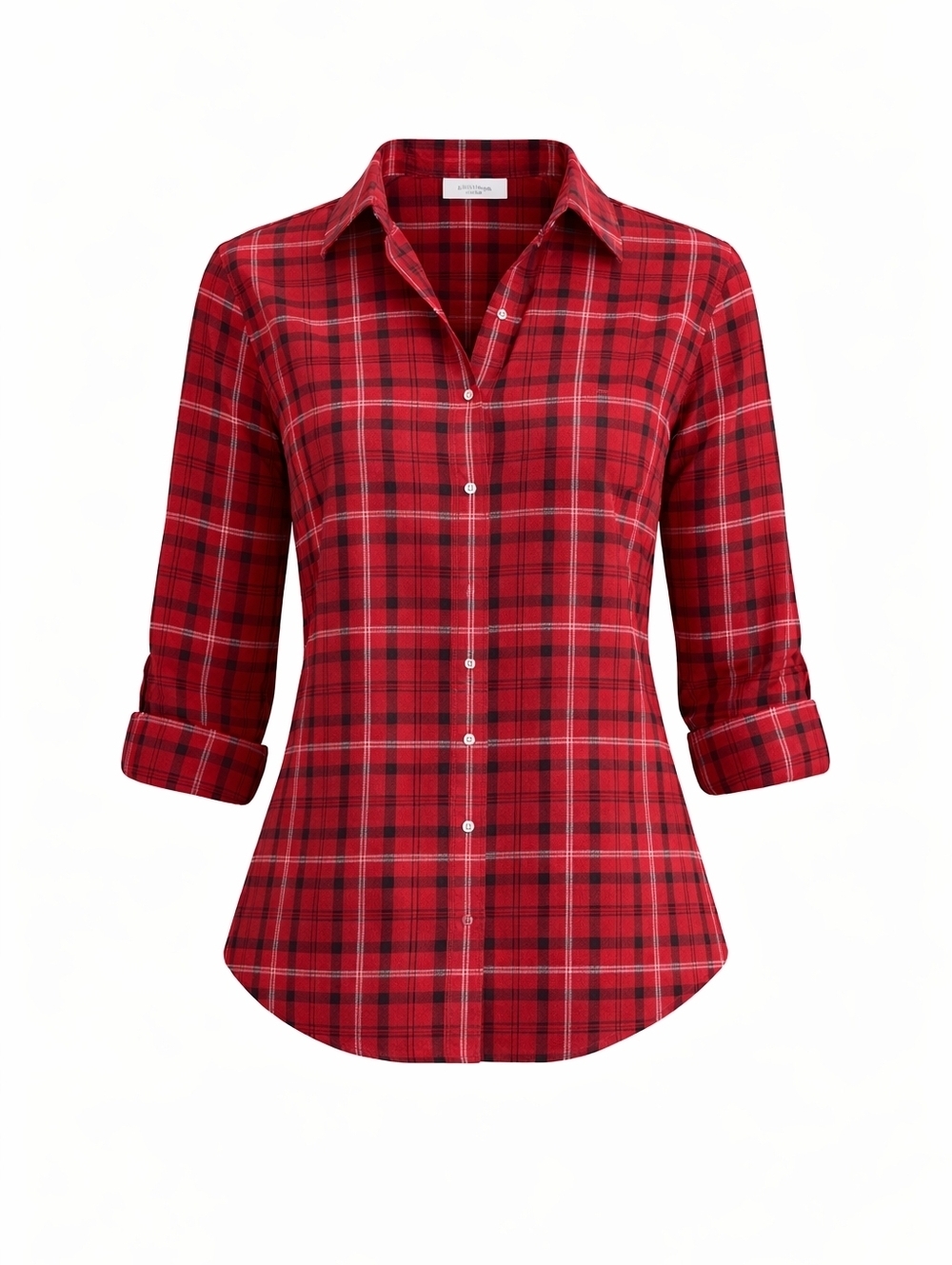 Talbots Red and Black Plaid Button-Down Shirt